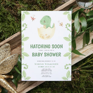 Cute Dinosaur Waterverf Hatching Soon Baby shower Kaart