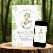 Cute Dinosaur Waterverf Hatching Soon Baby shower Kaart
