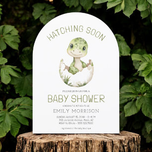 Cute Dinosaur Waterverf Hatching Soon Baby shower Kaart