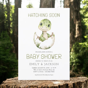 Cute Dinosaur Waterverf Hatching Soon Baby shower Kaart