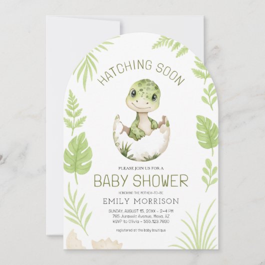 Cute Dinosaur Waterverf Hatching Soon Baby shower Kaart (Voorkant)