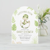 Cute Dinosaur Waterverf Hatching Soon Baby shower Kaart (Staand voorkant)