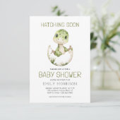 Cute Dinosaur Waterverf Hatching Soon Baby shower Kaart (Staand voorkant)