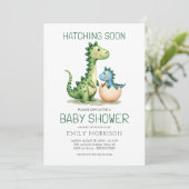 Cute Dinosaur Waterverf Hatching Soon Baby shower Kaart (Staand voorkant)