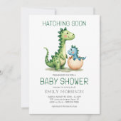 Cute Dinosaur Waterverf Hatching Soon Baby shower Kaart (Voorkant)