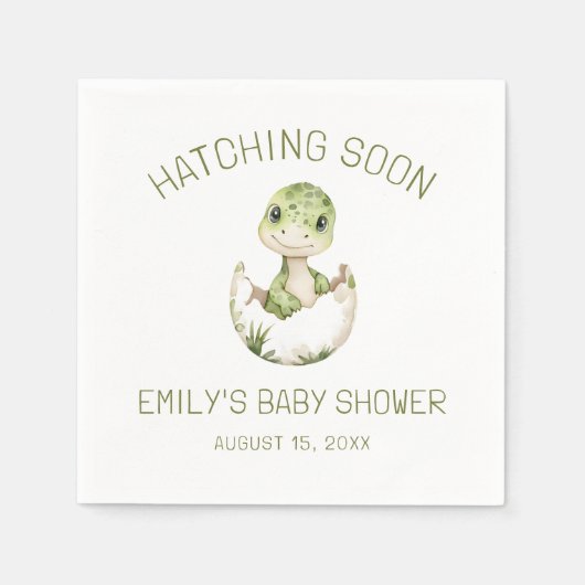Cute Dinosaur Waterverf Hatching Soon Baby shower Servet (Voorkant)