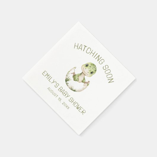 Cute Dinosaur Waterverf Hatching Soon Baby shower Servet (Hoek)