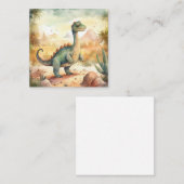 Cute Dinosaur Waterverf Illustration Note Kaart Notitiekaartje (Voorkant / Achterkant)