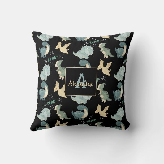 Cute Dinosaur Waterverf Pattern Kussen (Achterkant)