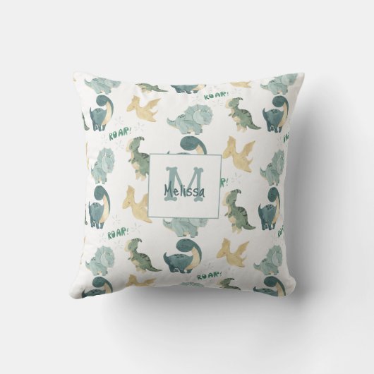 Cute Dinosaur Waterverf Pattern Kussen (Achterkant)