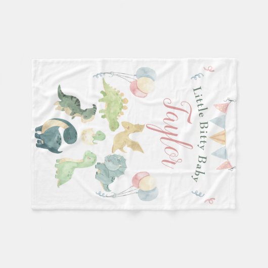 Cute Dinosaur Waterverf Personalized Baby Blanket Fleece Deken (Voorkant (Horizontaal))