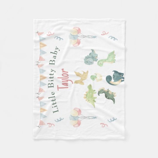 Cute Dinosaur Waterverf Personalized Baby Fleece Deken (Voorkant)