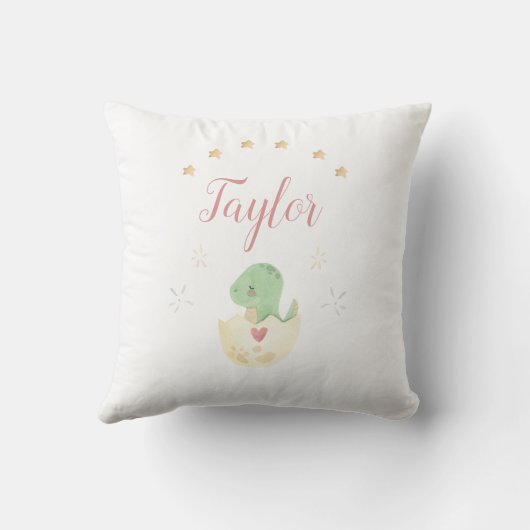 Cute Dinosaur Waterverf Personalized Baby Kussen (Achterkant)