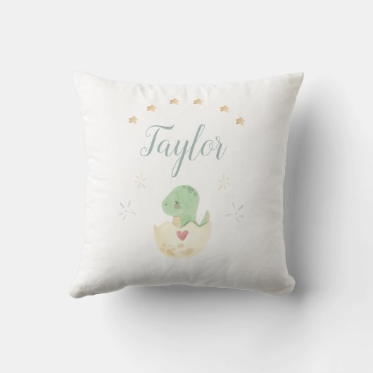 Cute Dinosaur Waterverf Personalized Baby Kussen (Achterkant)