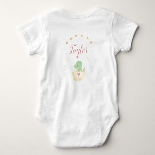 Cute Dinosaur Waterverf Personalized Baby Romper (Achterkant)