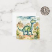 Cute Dinosaur Waterverf Storybook Flat Note Kaart Notitiekaartje (Voorkant / Achterkant in situ)