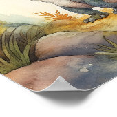 Cute Dinosaur Waterverf Storybook Illustration Poster (Hoek)