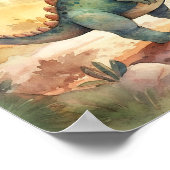 Cute Dinosaur Waterverf Storybook Illustration Poster (Hoek)