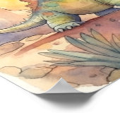 Cute Dinosaur Waterverf Storybook Illustration Poster (Hoek)