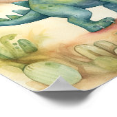 Cute Dinosaur Waterverf Storybook Illustration Poster (Hoek)