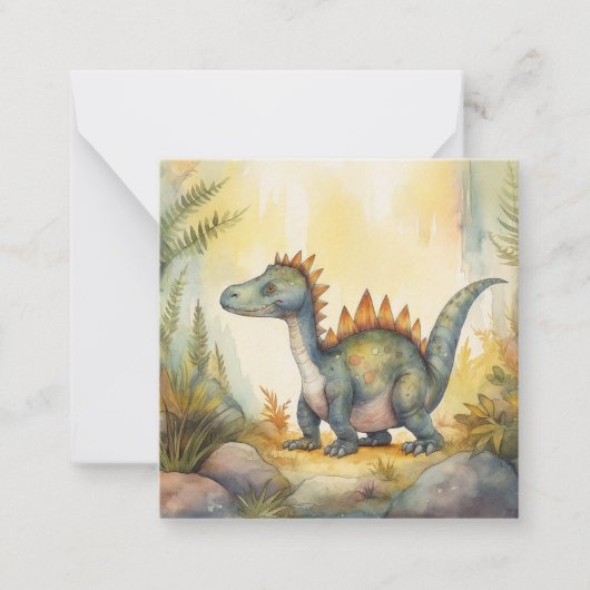 Cute Dinosaur Waterverf Storybook Notitiekaartje (Voorkant)