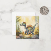 Cute Dinosaur Waterverf Storybook Notitiekaartje (Voorkant / Achterkant in situ)