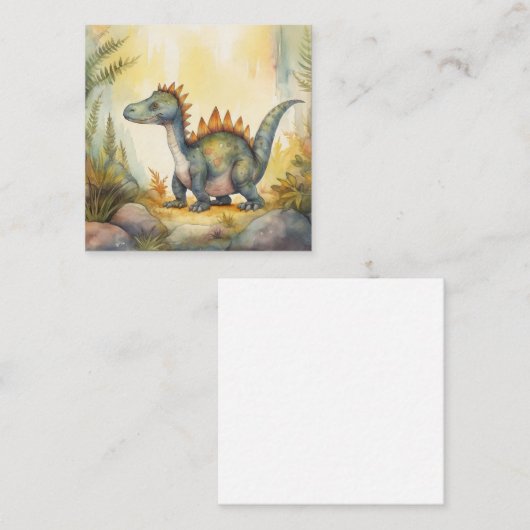Cute Dinosaur Waterverf Storybook Notitiekaartje (Voorkant / Achterkant)