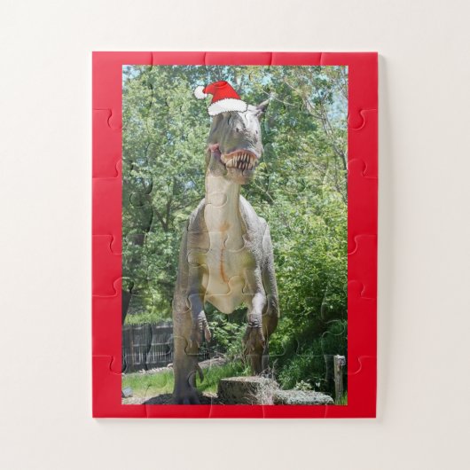 Cute Dinosaur Wearing a Santa Claus Pet Legpuzzel (Verticaal)