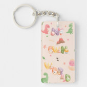 Cute Dinosaur Wereld | Acryl Sleutelhanger (Voorkant)