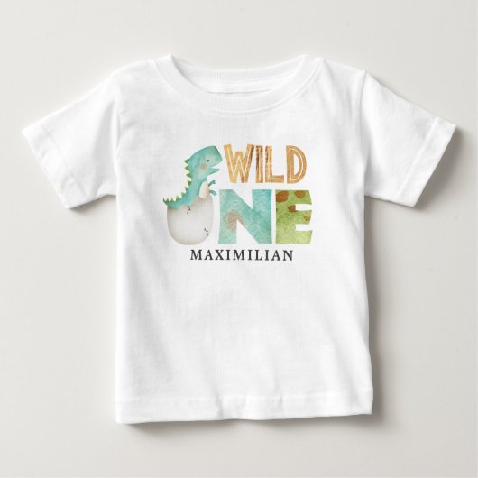 Cute Dinosaur Wild One 1st Birthday Baby T-Shirt (Voorkant)