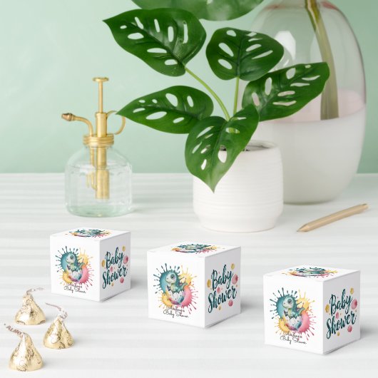 Cute Dinosaur with Watercolor Splash Baby Shower Bedankdoosjes (Meervoudige)