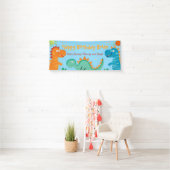 Cute Dinosauriërs kinderverjaardagsbanner Spandoek (Insitu)