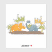 Cute Dinosauriërs Prehistorische Wilde Dieren Sticker (Vel)