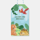 Cute Dinosauriërs Thema Verjaardagsfeestje Cadeaulabel (Achterkant)