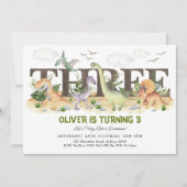 Cute Dinosaurs 3rd Birthday Young Wild and Three Kaart (Voorkant)