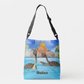 Cute Dinosaurs aangepaste naamzakken Crossbody Tas (Achterkant)