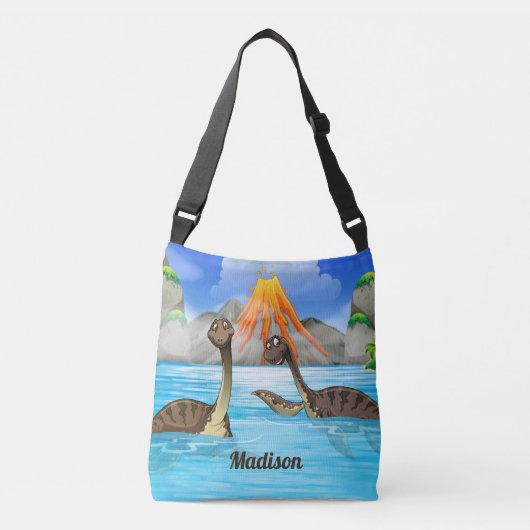 Cute Dinosaurs aangepaste naamzakken Crossbody Tas (Voorkant)