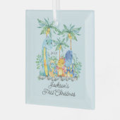 Cute Dinosaurs Baby's Eerste Kerstmis Glas Ornament (Voorkant links)