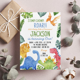 Cute Dinosaurs Birthday Party Invitation Kaart