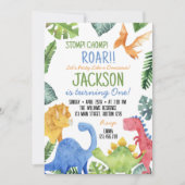Cute Dinosaurs Birthday Party Invitation Kaart (Voorkant)