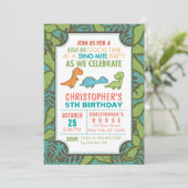 Cute Dinosaurs Birthday Party Kaart (Staand voorkant)