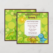 Cute Dinosaurs Birthday Party Kaart (Voorkant / Achterkant)