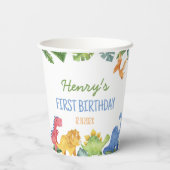 Cute Dinosaurs Birthday Party Papieren Bekers (Achterkant)
