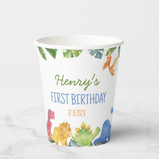 Cute Dinosaurs Birthday Party Papieren Bekers (Voorkant)