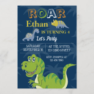 Cute Dinosaurs Birthday Party past RSVP aan Kaart