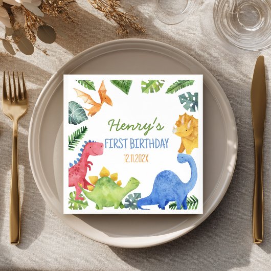 Cute Dinosaurs Birthday Party Servet