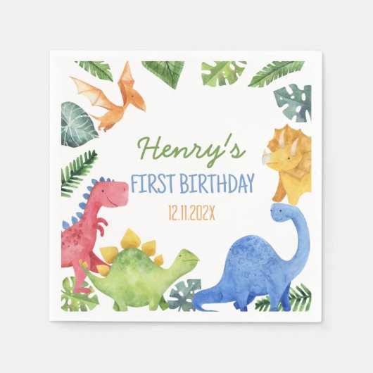 Cute Dinosaurs Birthday Party Servet (Voorkant)