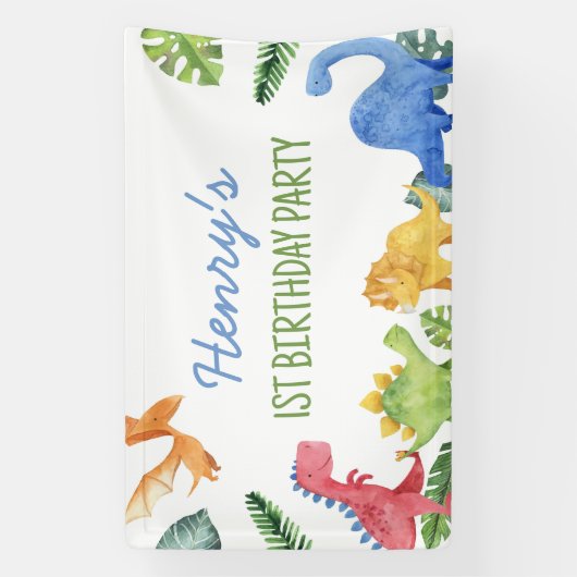 Cute Dinosaurs Birthday Spandoek (Verticaal)