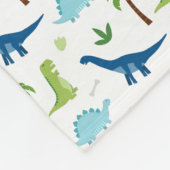 Cute Dinosaurs Blues en Greens Fleece Deken (Hoek)