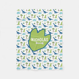 Cute Dinosaurs Blues en Greens Fleece Deken